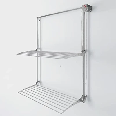 Image of foxydry Wall Plus Mounted Clothes Airer Vertical Retractable Indoor Outdoor Right, 120