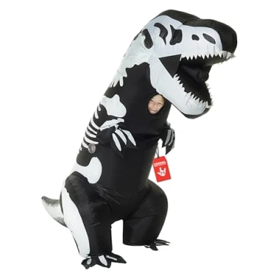 Image of Morph Skeleton Inflatable Dinosaur Costume Kids, Blow Up Halloween Costumes, T Rex Kids