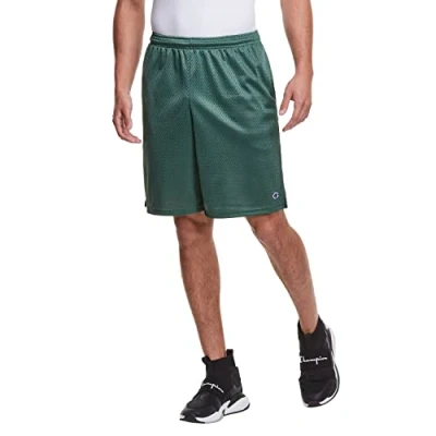 Image of Champion Men&#039;s Long Mesh Short with Pockets, Dark Green 407q88, XX Large