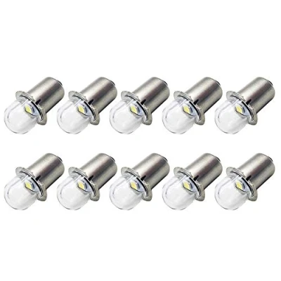 Image of Ruiandsion Upgrade LED Flashlight Bulb 3V P13.5S Base Socket White Bulbs Replacement for Headlamp Torch Lights,Non Polarity (Pack of 10)