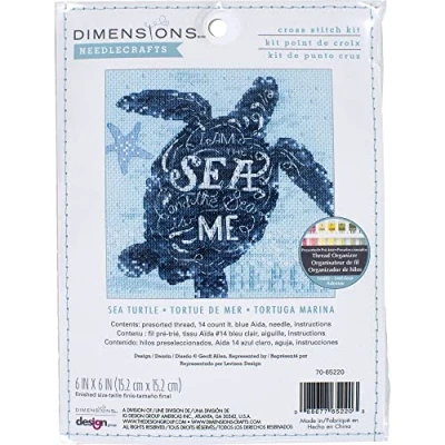 Image of Dimensions Counted Cross Stitch Kit 6&quot;X6&quot; Sea Turtle (14 Count) 70 65220