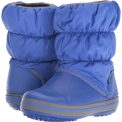 Image of Crocs Kids&#039; Winter Puff Kids Snow Boots, Cerulean Blue Light Grey, 9 UK Child