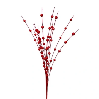 Image of QYLJZB 6Pcs 15.7In Artificial Glitter Berry Stem Ornaments,Christmas Berries Stems with 10 Branches,Christmas Picks Sticks for Vase Xmas Decor (Red)