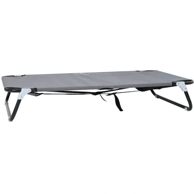 Image of vidaXL Dog bed Foldable Light grey Metal frame, fabric 90 x 55 18 cm