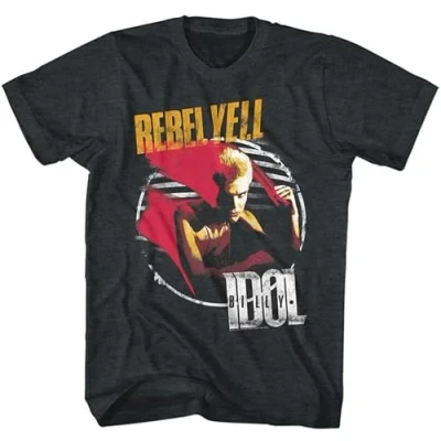 Image of NUO YI JIA Billy Idol Rebel Yell Heather Adult T Shirt Black L