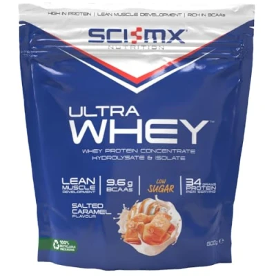 Image of SCI MX Ultra Whey Protein Muscle Building &amp; Recovery Powder with Naturally Occurring Glutamine Amino Acids Salted Caramel Flavour 800g (18 Servings)