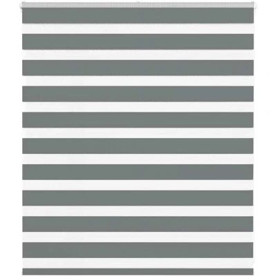 Image of vidaXL Zebra Blind Dark Grey 135x100 cm Fabric Width 130.9 Polyester