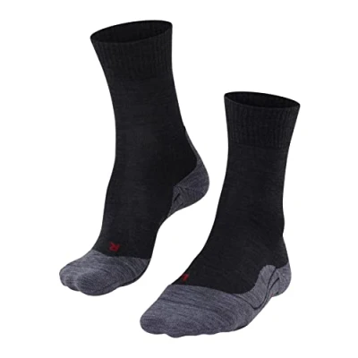 Image of FALKE Men&#039;s TK5 Wander M SO Wool Thin Anti Blister 1 Pair Hiking Socks, Grey (Asphalt Melange 3180), 5.5 7.5