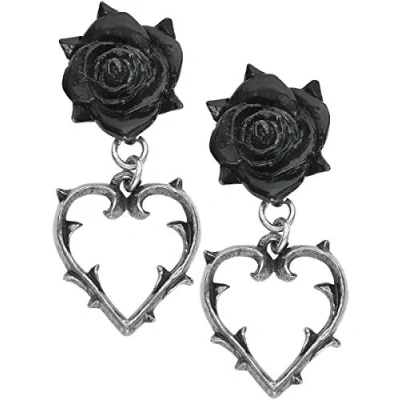 Image of Alchemy Gothic Wounded Love Ear Studs Earring Set Black Silver