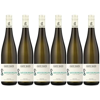 Image of Hans baer Pinot Blanc German dry white wine Rheinhessen, Germany (6 x 0.75 L)