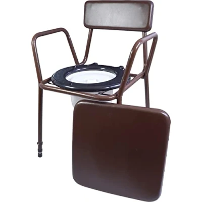 Image of Aidapt Free Standing Height Adjustable Stacking Commode Chair with Padded Back and Over Seat for Discretion, Ready Assembled, Easy to Clean Homes Care