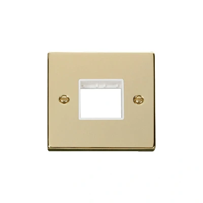 Image of Click Deco 1 Gang MiniGrid Twin Aperture Unfurnished Plate Polished Brass White Inserts