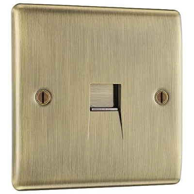 Image of BG Electrical Single Telephone Slave Socket, Antique Brass