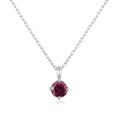 Image of Philip Jones Sterling Silver June (Alexandrite) Birthstone Necklace Created with Zircondia® Crystals