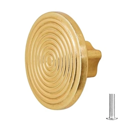 Image of Decoranddecor 40mm Rounded Circle Knob Polished Nickel Black Matt Rose Gold Antique Copper Cream Door Pull Handle Kitchen Cupboard Cabinet Drawer (40mm One Screw Hole, Gold)
