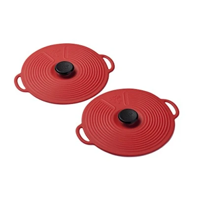 Image of Zeal Silicone Keep Fresh Storage Airtight Seal Mini Lid Reusable Eco Friendly Classic Design Set of 2 Red (10cm/4&quot;)