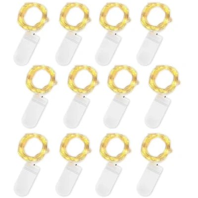 Image of Jsdoin Fairy Lights, 12 Pack 2m 20 Led Battery Operated String Lights Copper Wire Light for Indoor Outdoor Lighting, Bedroom, Wedding Decor, Party, Christmas, Tree Decoration(Warm White)