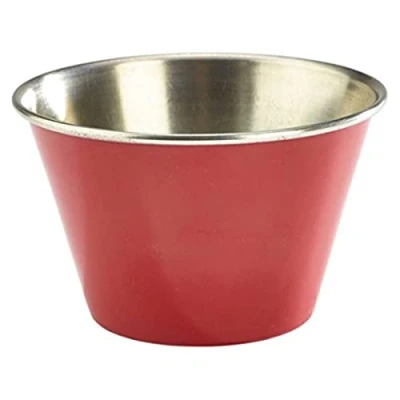 Image of Genware NEV RAMST6R Stainless Steel Ramekin, 6 oz., Red
