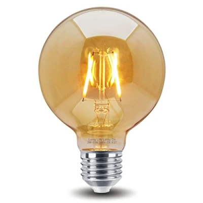 Image of Retro Vintage LED 2w Globe Edison Style Filament Bulb Smoked Gold Glass G95 E27 Screw