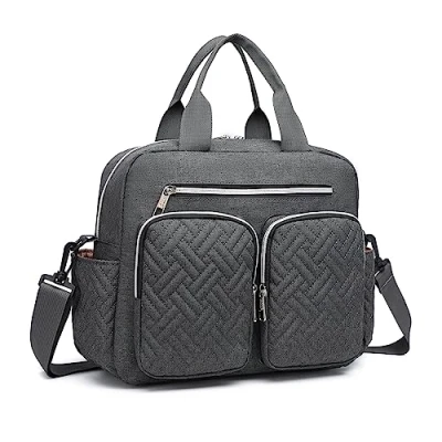 Image of Kono Baby Changing Bag Nappy Bags Multifunctional Diaper Bag, Maternity Messenger for hospital with Insulated Pockets (Dark Grey)