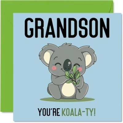 Image of Birthday Cards for Grandson Koala Ty Funny Happy Card from Grandparents, Gifts, 145mm x Joke Greeting Men Him