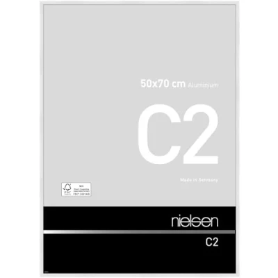 Image of nielsen C2 Photo Frame, 50x70cm White Aluminium Picture Frame with Protective Float Glass and Push Turn Clips Polished