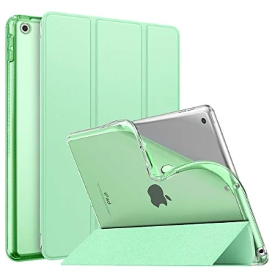 Image of MoKo Case for New iPad 9th/8th/7th Gen (2021/2020/2019), Soft TPU Translucent Frosted Back Cover Slim Shell Protective with Stand 10.2 inch,Auto Wake/Sleep,Green