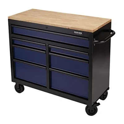 Image of Bunker Workbench Roller Tool Cabinet, 7 Drawer, 41&quot;, Blue