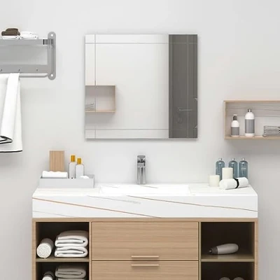 Image of vidaXL Wall Mirror Affordable Modern Quality Home Decor Rectangular 80x60 cm Glass Ideal for Bathroom, Vanity and Decoration
