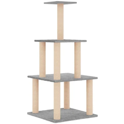 Image of vidaXL Cat Tree with Sisal Scratching Posts Light Grey 111 cm