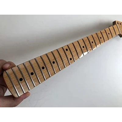 Image of Roasted Maple Guitar Neck 22 Fret 25.5 Inch Fingerboard Dot Inlay And Bone Nut Gloss DIY