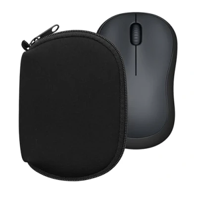 Image of kwmobile Neoprene Case Compatible with Logitech M220 SILENT / M235 M185 for Mouse Soft Pouch Carry Bag Black