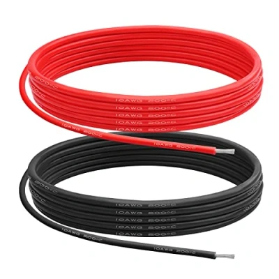 Image of 10 Gauge Silicone Wire, AWG Electrical Cable 5M（2.5m Red &amp; 2.5m Black） 5.3mm² 1050 Strands of 0.08 mm Tinned Copper Wire for Arduino Projects/RC Cars/Boat/Drone/Battery