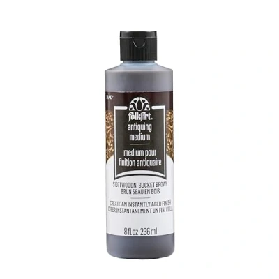 Image of FolkArt Antiquing Medium, 8 fl oz, Woodn&#039; Bucket Brown, Perfect for DIY Arts and Crafts Projects, 51071