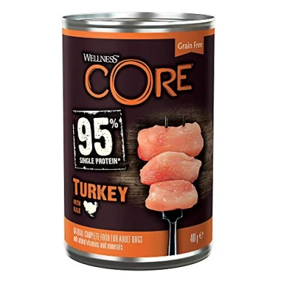 Image of Wellness CORE 95 percent Turkey and Kale, Wet Dog Food, Grain Free High Meat Content, 6 x 400 g