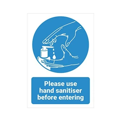 Image of Please use hand sanitiser before entering Self Adhesive Vinyl Sticker A5