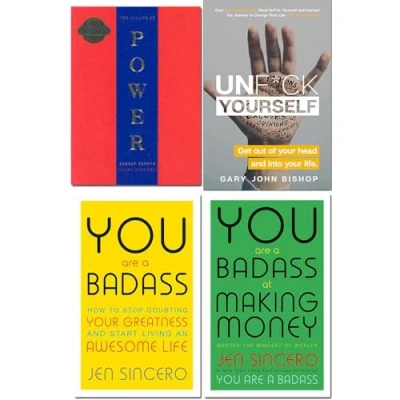 Image of 48 laws of power, unfck yourself, you are a badass, badass at making money 4 books collection set