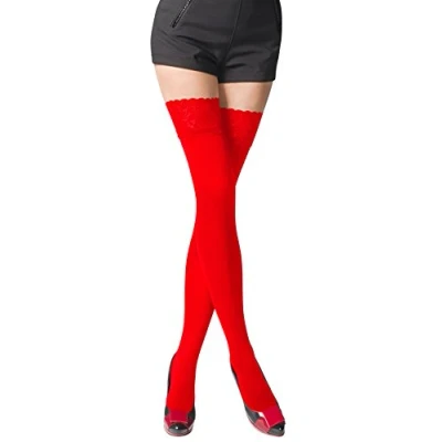 Image of Romartex Opaque 80 Denier Microfibre Hold Ups Stockings, XL, red