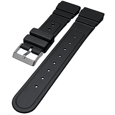 Image of Talk Time Black Rubber Divers Watch Strap 22mm (25mm Overall Width)