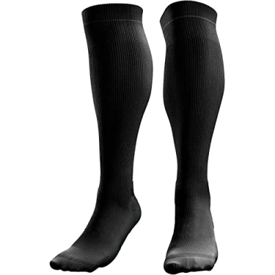 Image of aZengear Compression Socks (20 30mmHg) Anti DVT Air Flying Knee High Flight Travel Stockings, Swollen Legs, Varicose Veins, Running, Shin Splints Calf Pressure Support, Sports (Black, XXL)
