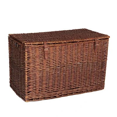 Image of Arthur Cameron Extra Large Natural Wicker Storage Basket Trunk Chest (Large, Distilled Brown)