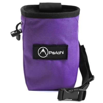 Image of Psychi OG Chalk Bag with Storage Pocket and Waist Starp For Rock Climbing Bouldering (Purple)