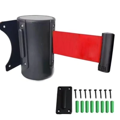 Image of Mavcobo 2M/3M/5M/10M Wall Mount Retractable Belt Barrier Sturdy Black Casing with Red Safety in Any Weather Conditions(3M/9.8FT)