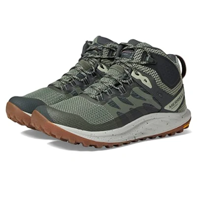 Image of Merrell womens Antora 3 Mid Wp Trail Running Boot, Lichen, 9