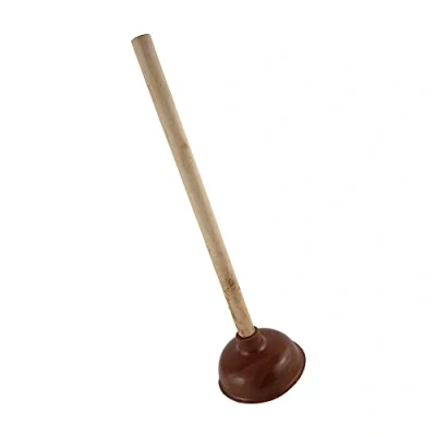 Image of KAV Large Toilet Plunger Sink Drain Cleaner with Wooden Handle and Strong Rubber Suction Cup for Cleaning Bathroom, Shower, Fix Clogged Kitchen 40cm