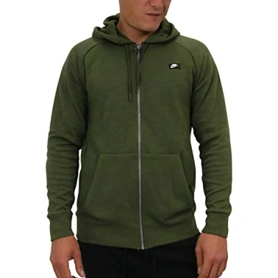 Image of NIKE Men Sportswear Hooded Full Zip Top Olive Canvas/Heather/Olive Canvas, M