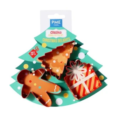 Image of PME CH24CCC104 Cookie Cutters, Christmas Delights (Set of 3), Steel