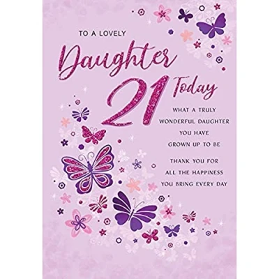 Image of Regal Publishing Modern Milestone Age Birthday Card 21st Daughter 9 x 6 inches