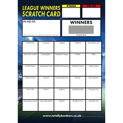 Image of Totally Bonkers Football Fundraising Scratch Cards 30 Square A6 (148x105mm) 10 Pack TB0001 Blind Card