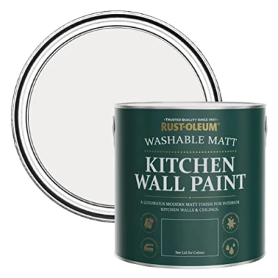 Image of Rust Oleum Grey Washable Kitchen Wall Paint in Matt Finish Fleur 2.5L